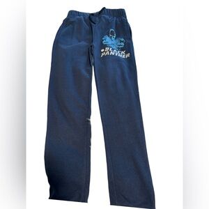 NWOT Boys Small Black Panther printed design sweat pants. Extendable waist blue.